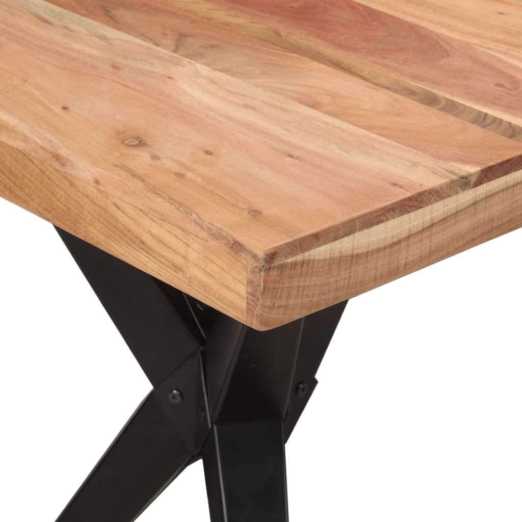 Tavolo da Pranzo Nero 140x70x76 cm in Legno Massello di Acacia | homemem39