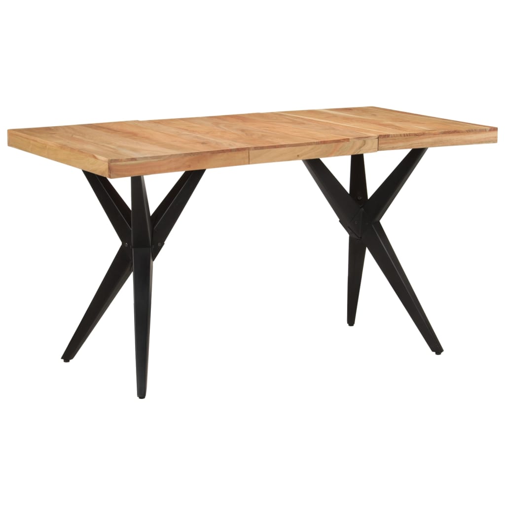 Tavolo da Pranzo Nero 140x70x76 cm in Legno Massello di Acacia | homemem39