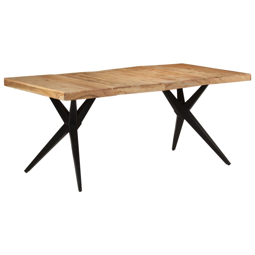 Tavolo da Pranzo Nero 180x90x77 cm in Legno Massello d'Acacia | homemem39