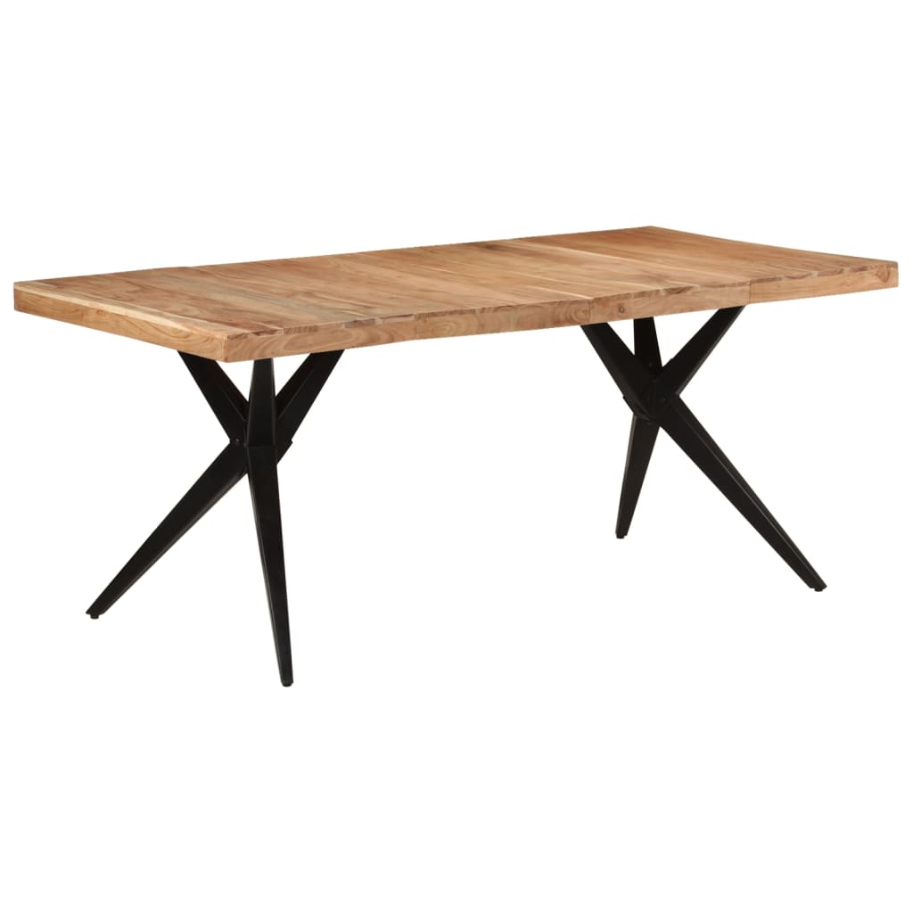 Tavolo da Pranzo Nero 180x90x77 cm in Legno Massello d'Acacia | homemem39