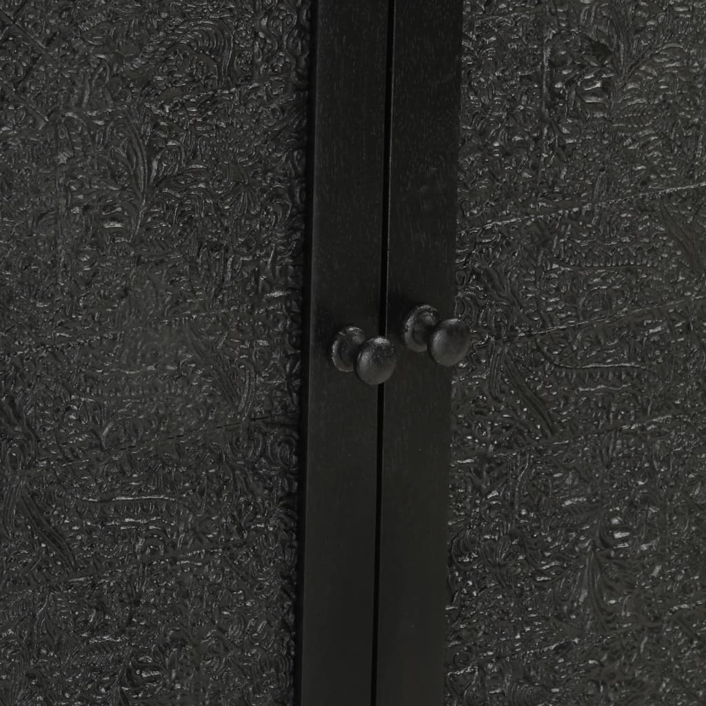 Credenza Nera 55x30x77 cm in Legno Massello di Mango e Ferro - homemem39