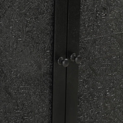 Credenza Nera 55x30x77 cm in Legno Massello di Mango e Ferro - homemem39