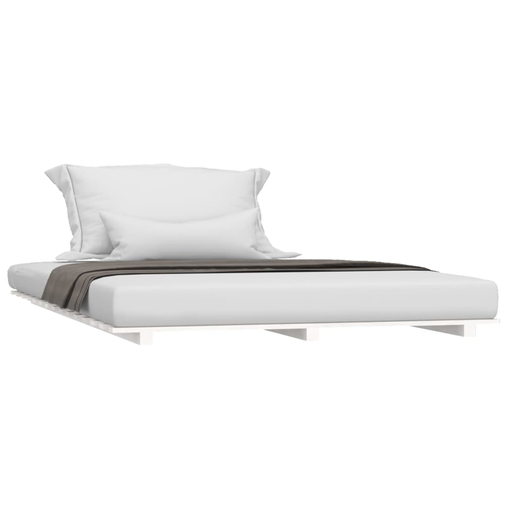 Letto senza Materasso Bianco 135x190 cm Legno Massello di Pino - homemem39