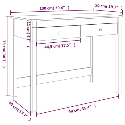 Scrivania con Cassetti 100x50x78 cm in Legno Massello di Pino