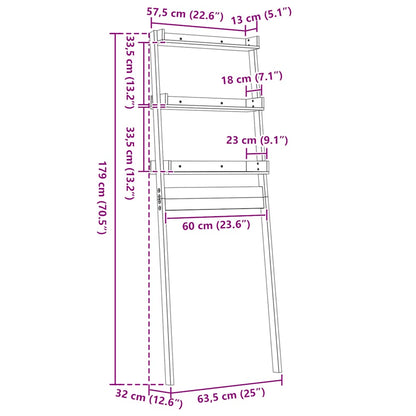 Rastrelliera da Bagno Bianca 63,5x32x179 cm Legno Massello Pino - homemem39