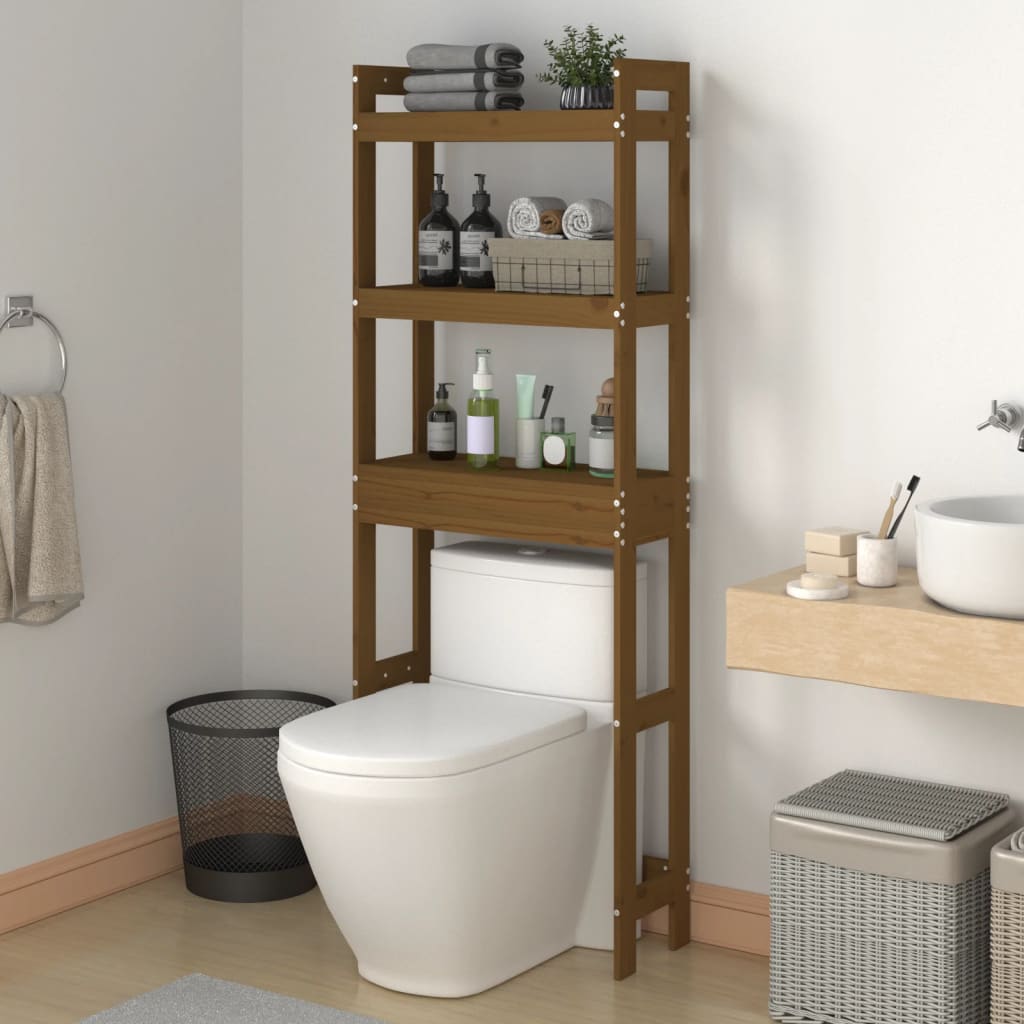 Rastrelliera da Bagno Ambra 63x26x171 cm Legno Massello Pino - homemem39
