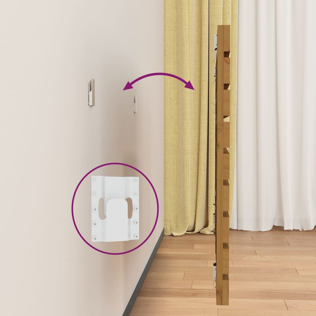 Testiera da Parete Ambra 96x3x63 cm in Legno Massello di Pino