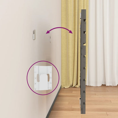 Testiera da Parete Grigia 81x3x63 cm in Legno Massello di Pino - homemem39