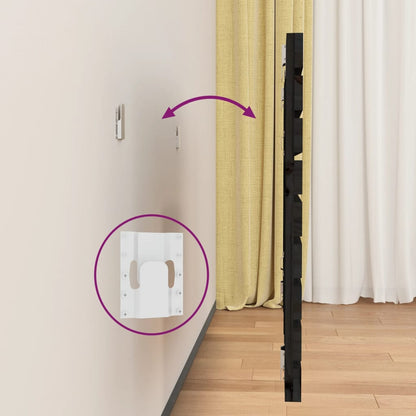 Testiera da Parete Nera 81x3x63 cm in Legno Massello di Pino - homemem39