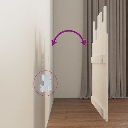 Testiera da Parete Bianca 95,5x3x80cm in Legno Massello di Pino - homemem39