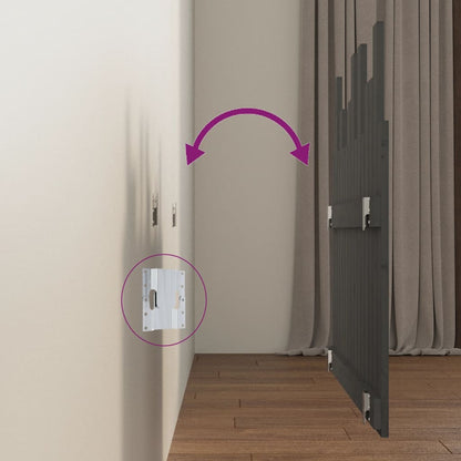 Testiera da Parete Grigia 95,5x3x80cm in Legno Massello di Pino - homemem39