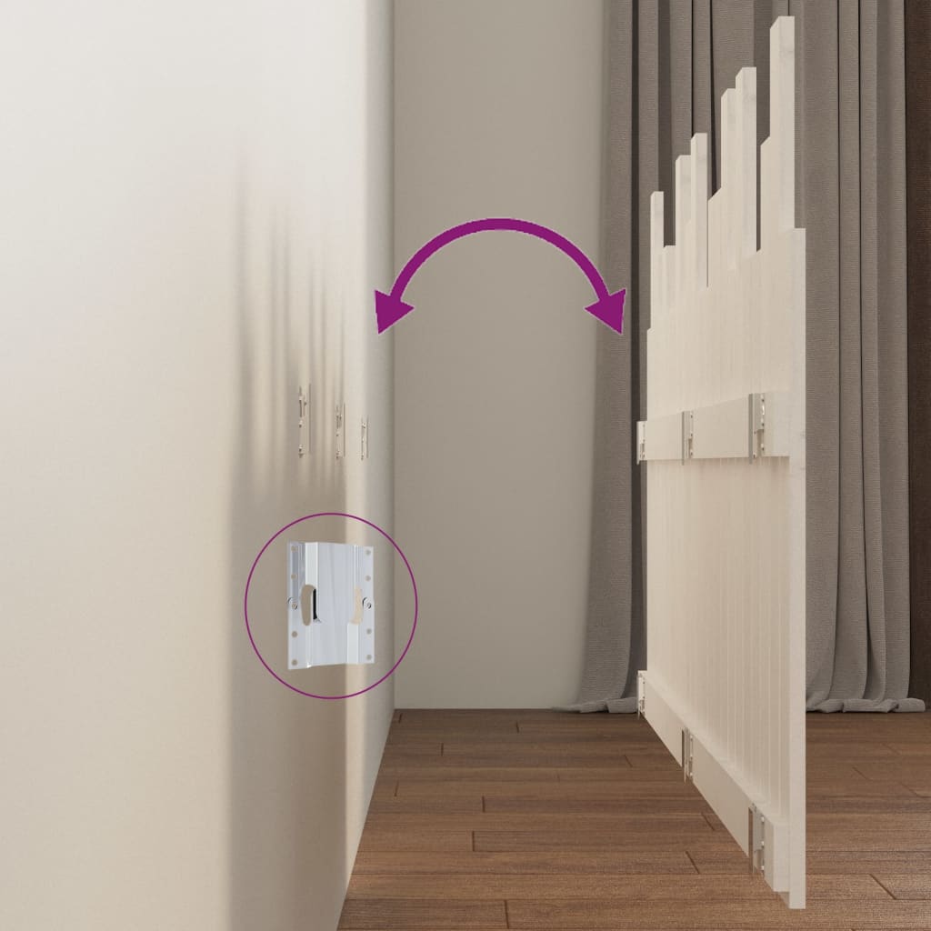 Testiera da Parete Bianca 146,5x3x80 cm Legno Massello di Pino - homemem39