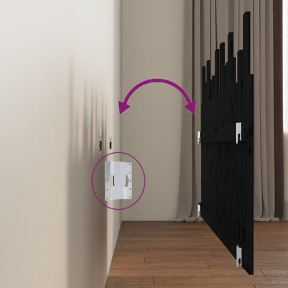 Testiera da Parete Nera 166x3x80 cm in Legno Massello di Pino - homemem39