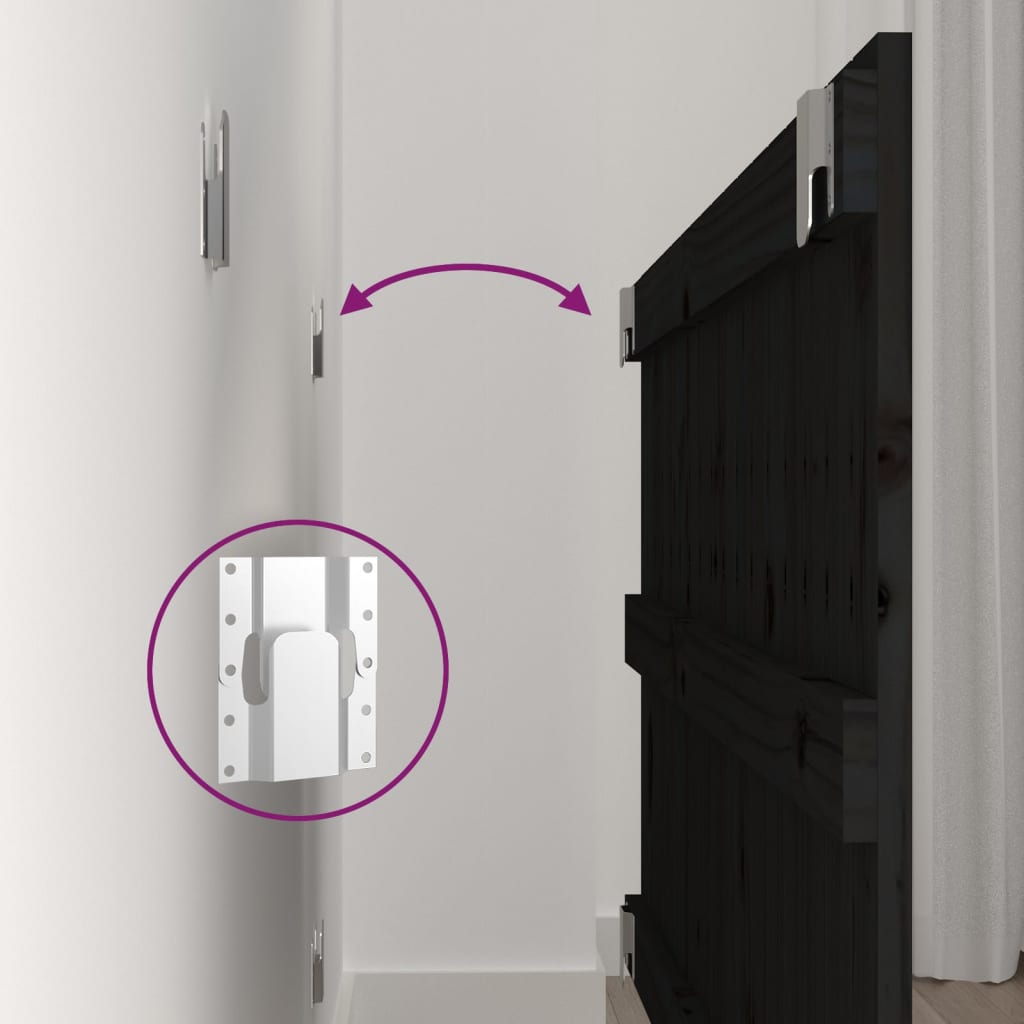 Testiera da Parete Nera 108x3x60 cm in Legno Massello di Pino - homemem39