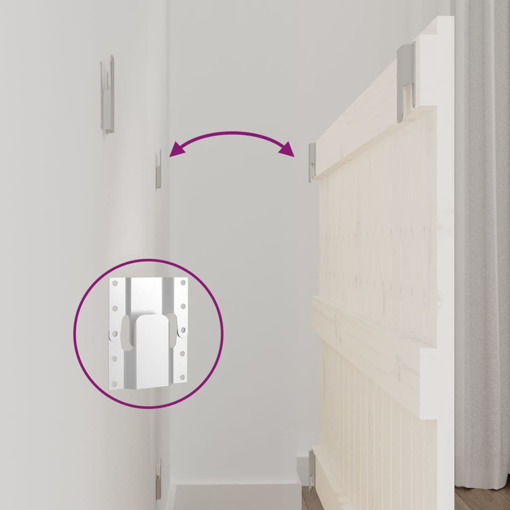 Testiera da Parete Bianca 95,5x3x60cm in Legno Massello di Pino - homemem39