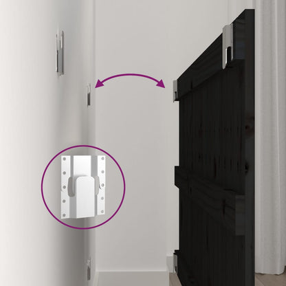 Testiera da Parete Nera 95,5x3x60 cm in Legno Massello di Pino - homemem39