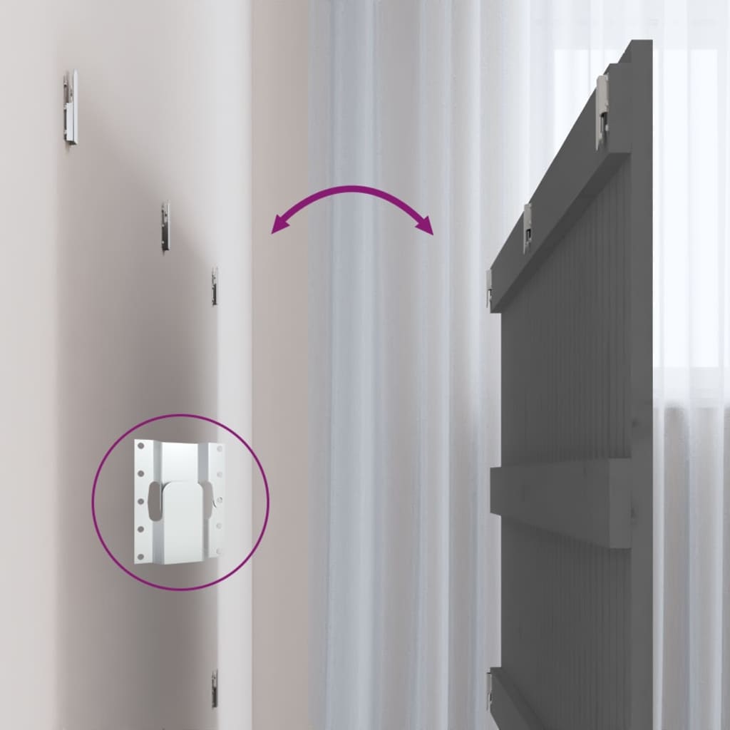 Testiera da Parete Grigia 127,5x3x60 cm Legno Massello di Pino - homemem39