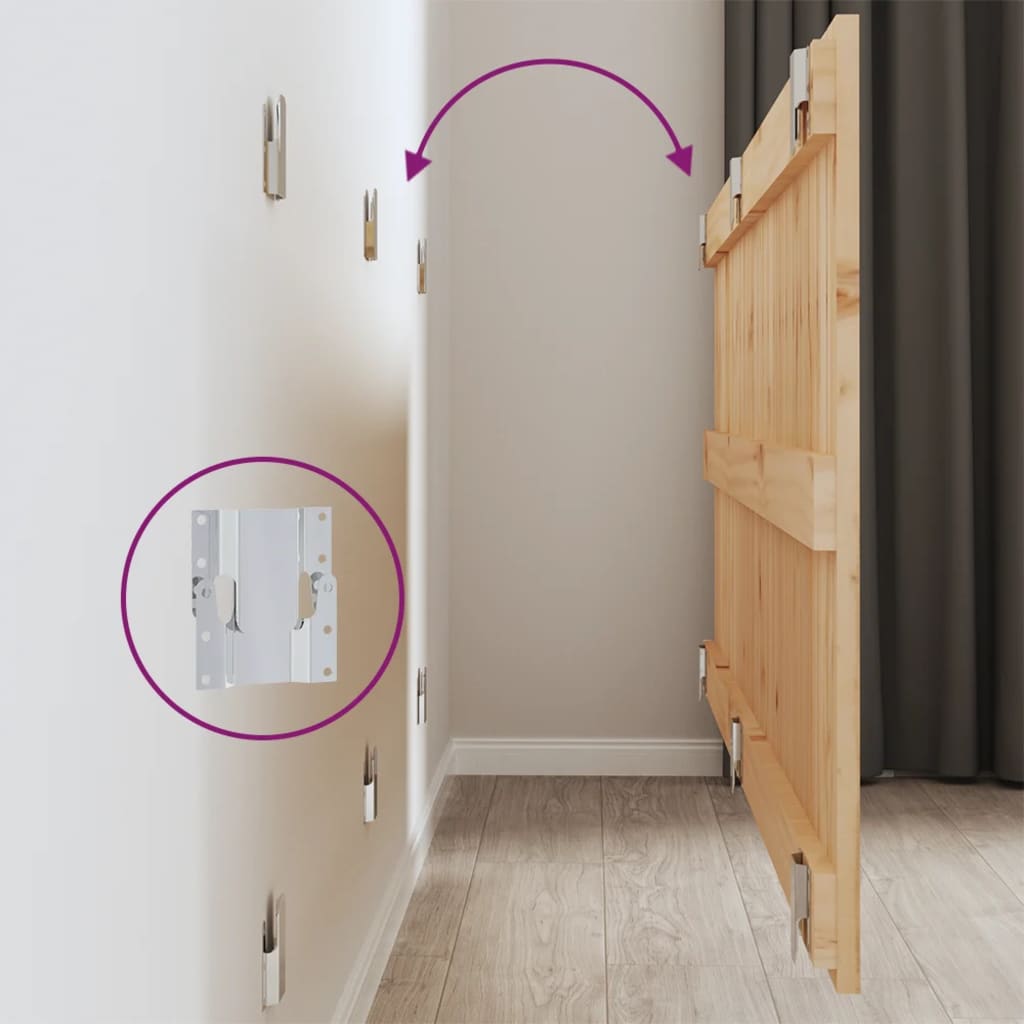 Testiera da Parete 147x3x60 cm in Legno Massello di Pino