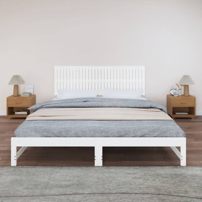 Testiera da Parete Bianca 185x3x60 cm in Legno Massello di Pino - homemem39