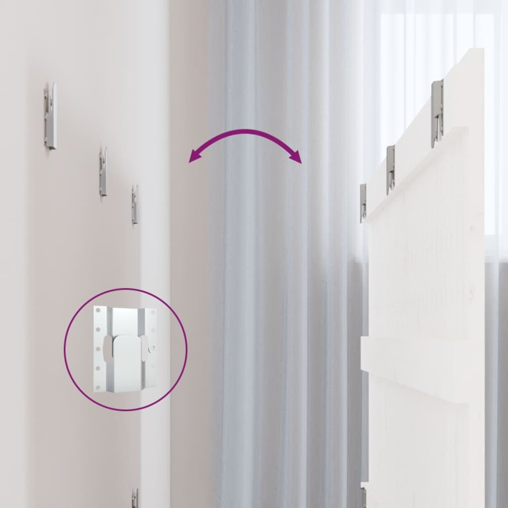 Testiera da Parete Bianca 185x3x60 cm in Legno Massello di Pino - homemem39