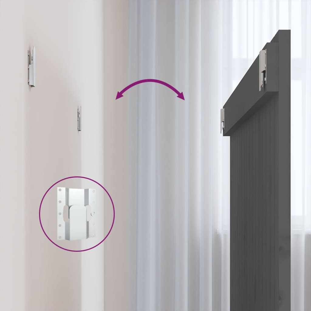 Testiera da Parete Grigia 108x3x90 cm in Legno Massello di Pino - homemem39