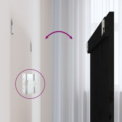 Testiera da Parete Nera 108x3x90 cm in Legno Massello di Pino - homemem39