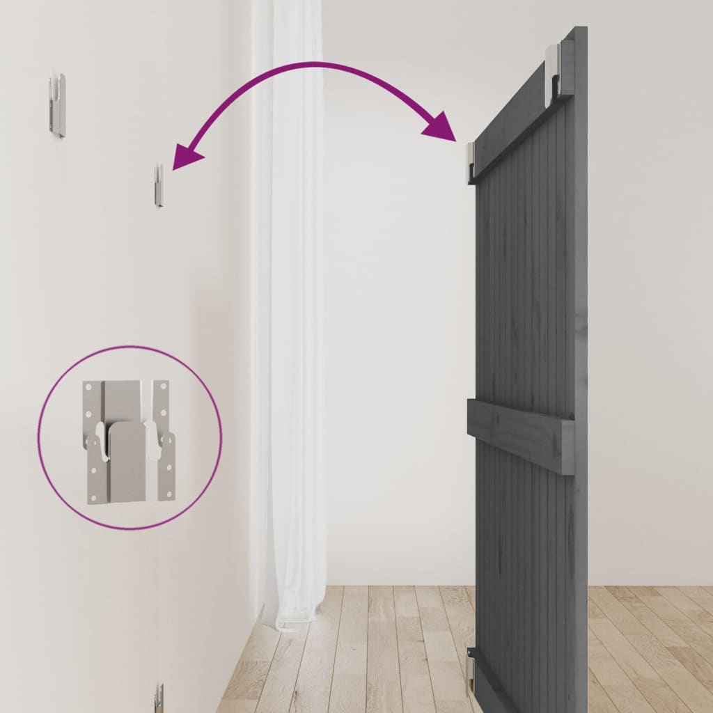 Testiera da Parete Grigia 95,5x3x90cm in Legno Massello di Pino - homemem39