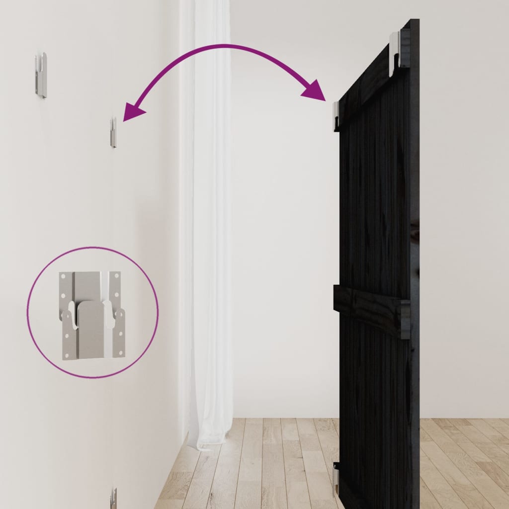 Testiera da Parete Nera 95,5x3x90 cm in Legno Massello di Pino - homemem39