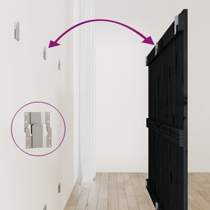 Testiera da Parete Nera 159,5x3x90 cm in Legno Massello di Pino - homemem39