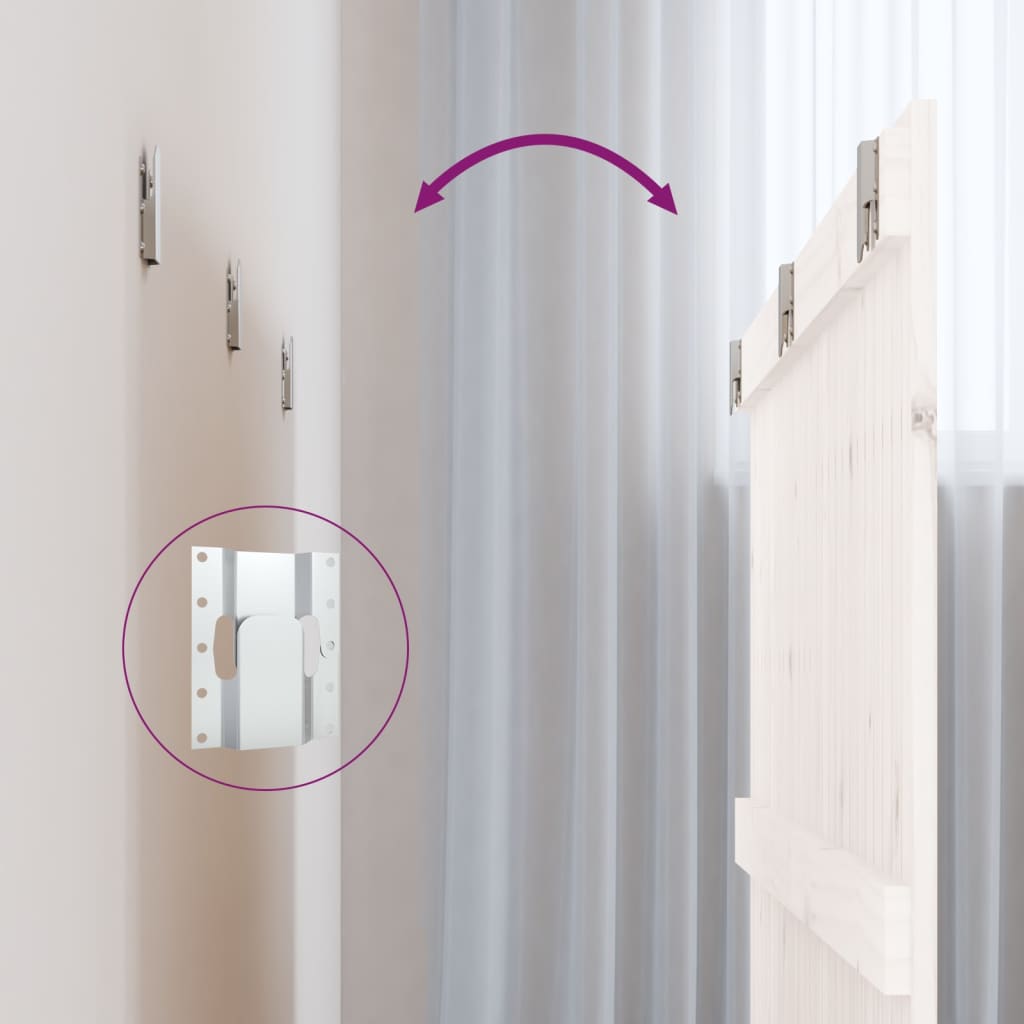 Testiera da Parete Bianca 166x3x90 cm in Legno Massello di Pino - homemem39