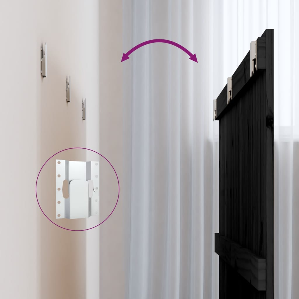 Testiera da Parete Nera 166x3x90 cm in Legno Massello di Pino - homemem39