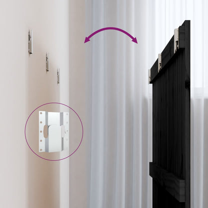 Testiera da Parete Nera 166x3x90 cm in Legno Massello di Pino - homemem39