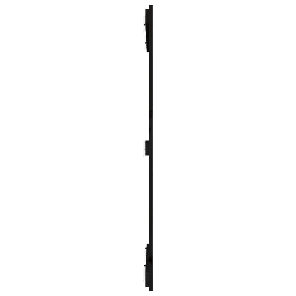Testiera da Parete Nera 82,5x3x110 cm in Legno Massello di Pino