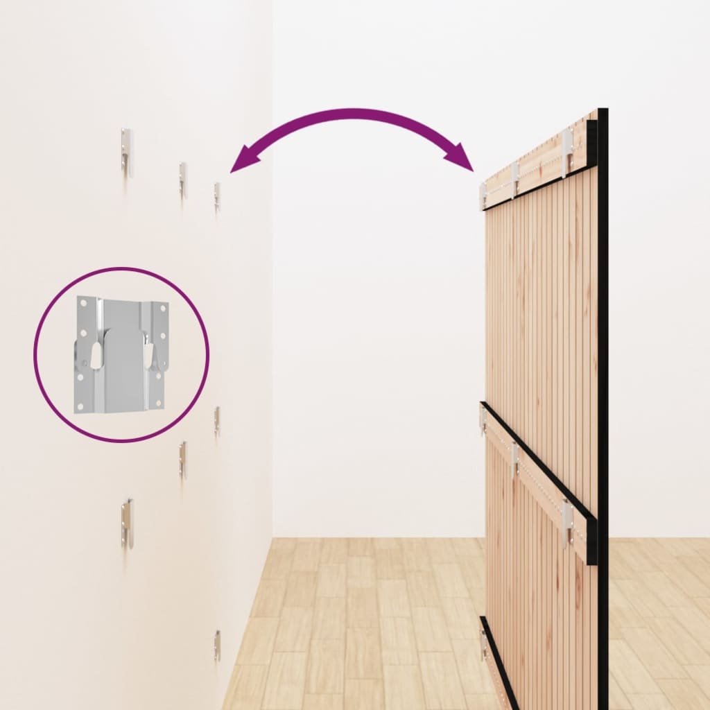 Testiera da Parete Nera 166x3x110 cm in Legno Massello di Pino - homemem39