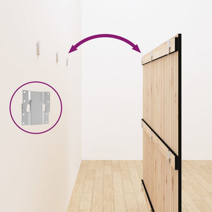 Testiera da Parete Nera 185x3x110 cm in Legno Massello di Pino - homemem39