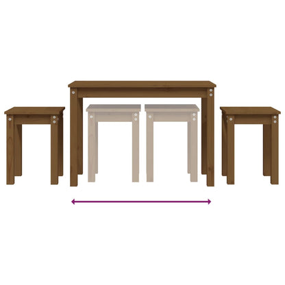 Tavolini a Incastro 3pz Marrone Ambra in Legno Massello di Pino - homemem39