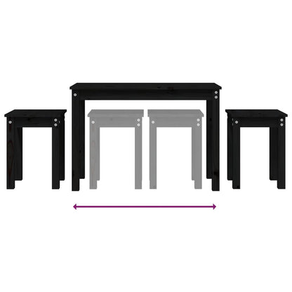 Tavolini a Incastro 3 pz Nero in Legno Massello di Pino - homemem39