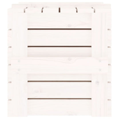 Contenitore Portaoggetti Bianco 58x40,5x42 cm Massello di Pino