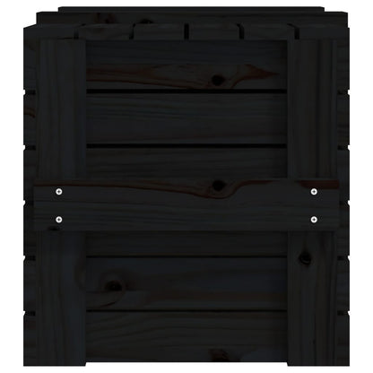 Contenitore Portaoggetti Nero 58x40,5x42 cm Legno Massello Pino - homemem39
