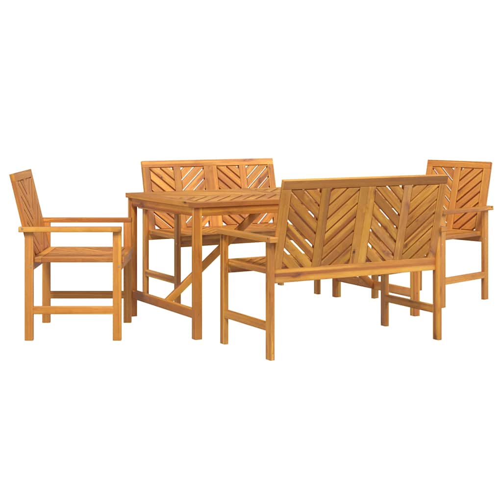 Set da Pranzo per Giardino 5 pz Marrone | homemem39
