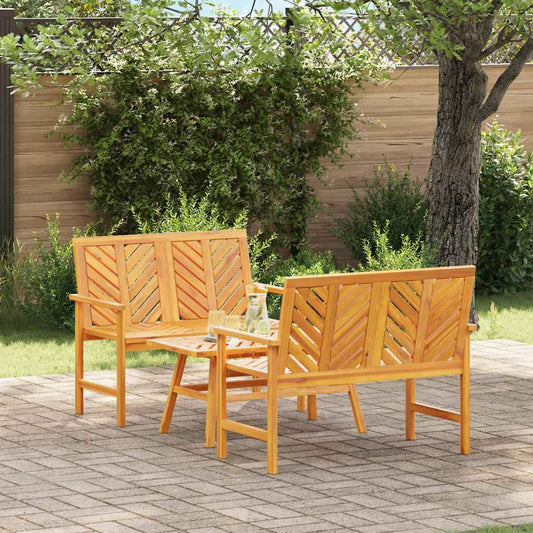 Set Lounge da Giardino 3 pcs Marrone Legno di Acacia Massello