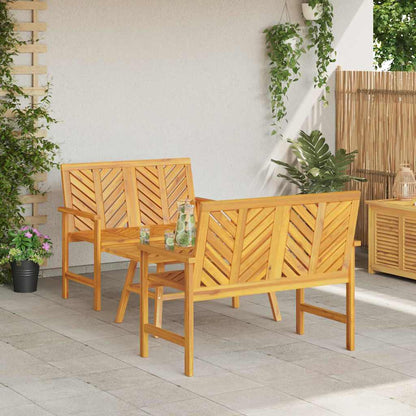Set Lounge da Giardino 3 pcs Marrone Legno di Acacia Massello