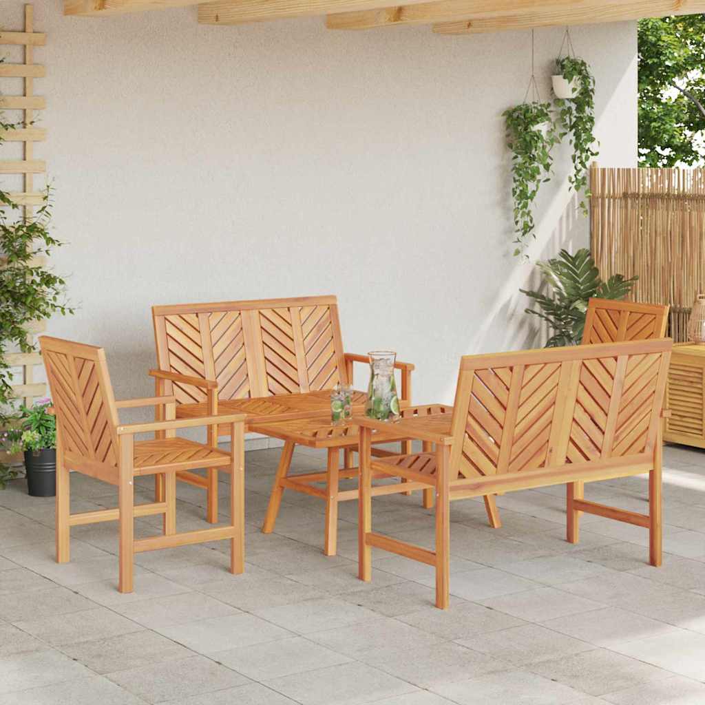 Set Lounge da Giardino 5 pcs Marrone Legno di Acacia Massello