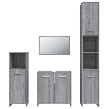 Set Mobili da Bagno 4 pz Grigio Sonoma in Legno Multistrato | homemem39