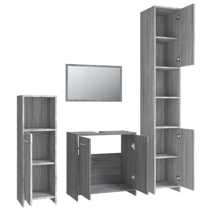 Set Mobili da Bagno 4 pz Grigio Sonoma in Legno Multistrato | homemem39