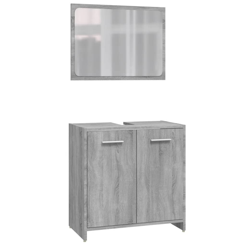 Set Mobili da Bagno 3 pz Grigio Sonoma in Legno Multistrato | homemem39