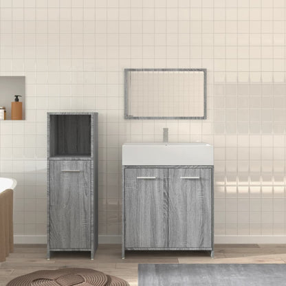 Set Mobili da Bagno 3 pz Grigio Sonoma in Legno Multistrato | homemem39