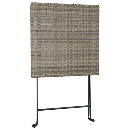 Set Pieghevole da Bistrò 3 pz Grigio in Polyrattan - homemem39