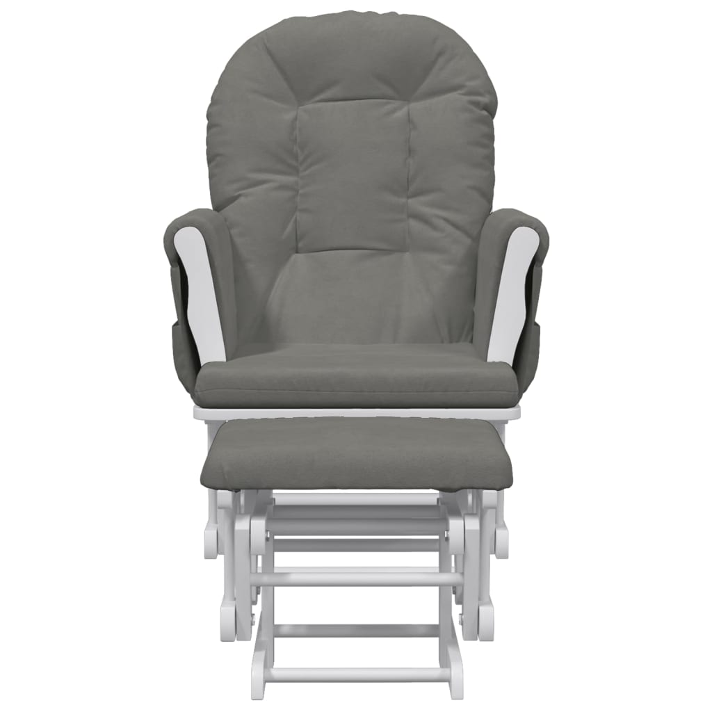 Poltrona Glider con Sgabello Grigio Scuro in Tessuto