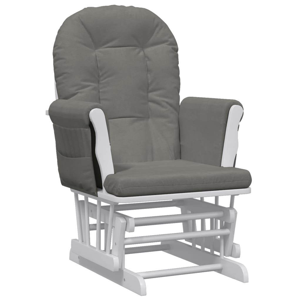 Poltrona Glider con Sgabello Grigio Scuro in Tessuto